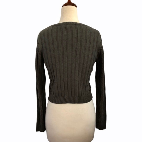 Wild Fable Cypress Green Crop Button Front Sweater - Picture 5 of 9